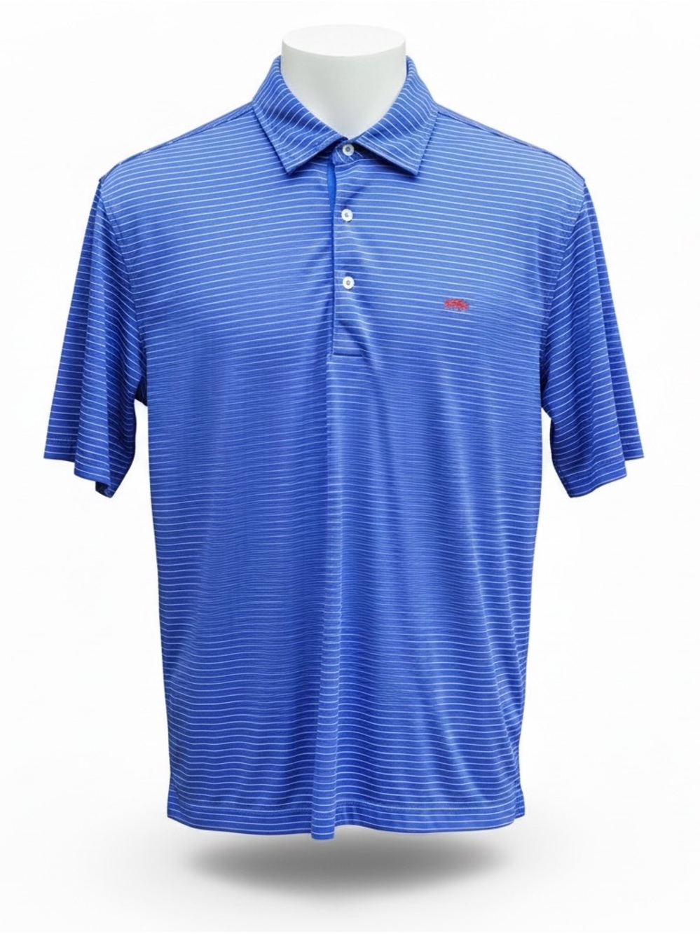 Donald Ross Men's Blue Striped Performance Golf Polo Shirt